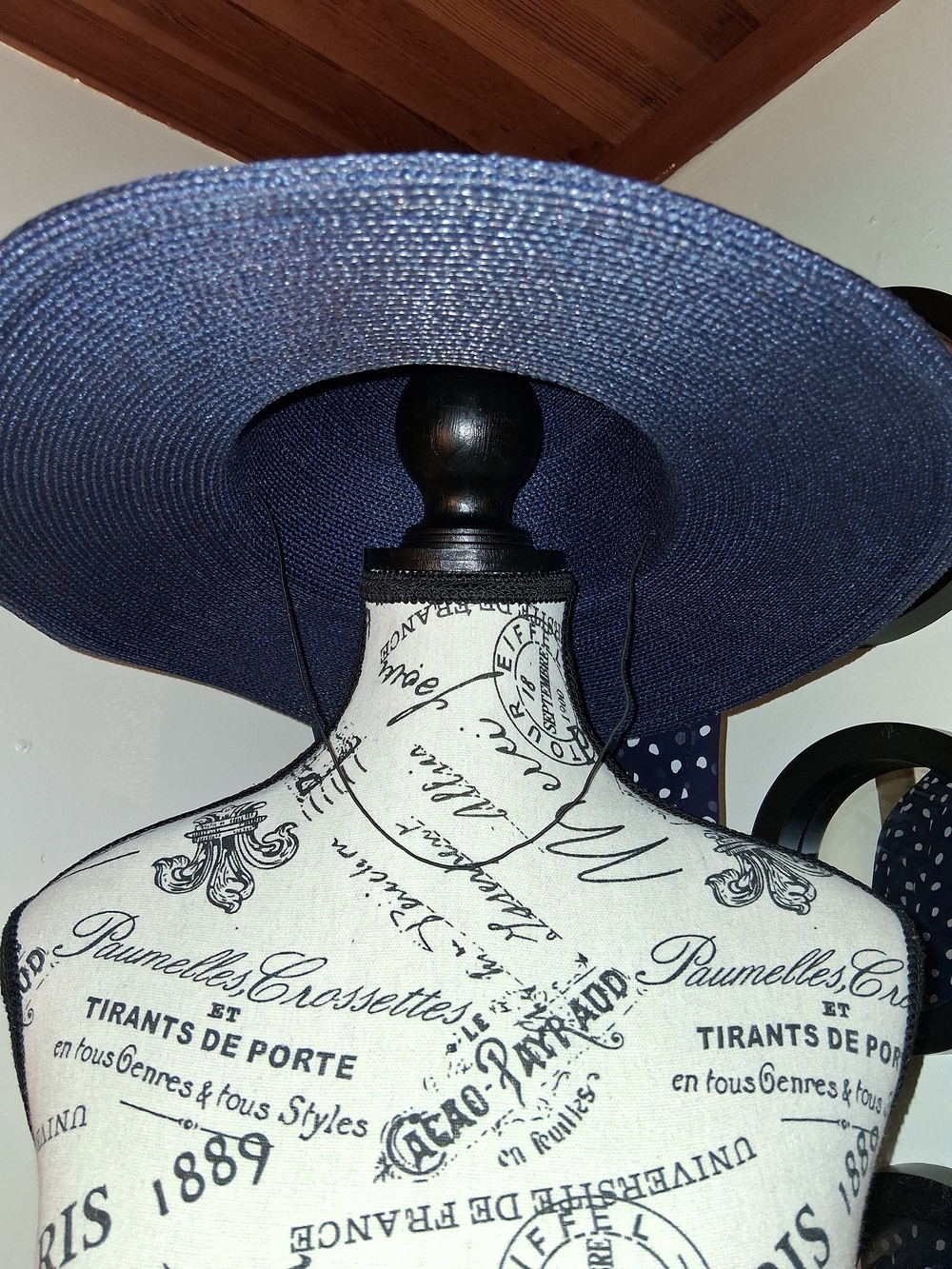 Whittall & Shon Vintage Derby/Church Wide Brim Straw Hat - Picture 6 of 12